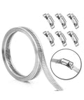 Top Shred Hosrivae 304 Stainless Steel Hose Clamp Kit With 5M Band And 10 Heads For Secure Garden Fence Pole Mounting Car Repair Heavy Duty Wire Cable Ties That Are Rust Proof And Totally Awesome, 5M band and 10 heads