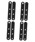 Four black hidden door hinges with two leaves each, stainless steel, heavy-duty weather-resistant hardware for doors/windows