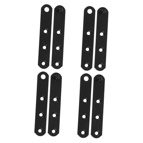Four black hidden door hinges with two leaves each, stainless steel, heavy-duty weather-resistant hardware for doors/windows