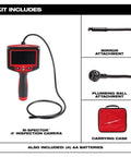 MSpector 4 Foot Inspection Camera Borescope with kit attachments including mirror, plumbing ball, and carrying case