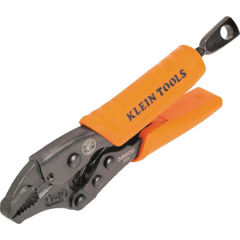 Curved Jaw Locking Pliers With Quick Release Handles, High Torque Mole Grips, 5-Inch, ergonomic design, orange handles, side view
