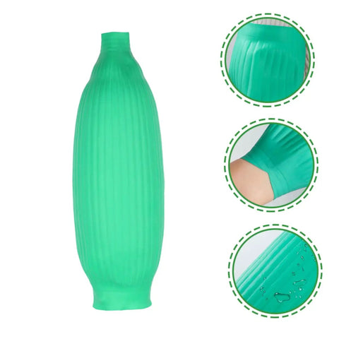 Super Tough Oil Resistant Latex Arm Sleeves Waterproof Heavy Work Oversleeve in green, ribbed latex for mechanics and outdoor work.