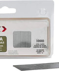 Package of Arrow brand 18-Gauge Steel Brad Nails 1-1/4 Inch for Molding Cabinets Trim 1000 Pack with visible nails