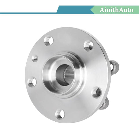 Front view of Wheel Bearing Hub Assembly 513253 Fits Audi A3 TT Q3 Beetle CC Eos Golf GTI Golf R Jetta Passat Tiguan And More For 2005 Through 2018 VW And Audi Models OEM Grade Replacement For Easy Install And Long Lasting Performance.