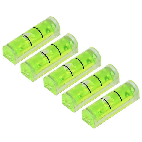 Square Bubble Level for Horizontal Hanging Measurement, set of 5 green level bubbles with black lines for precision.