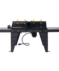 Heavy Duty Benchtop Router Table Packs A Rock Solid Cast Iron Top And Tight Adjustable Fence For Precision Woodworking, front view with dual extension wings.