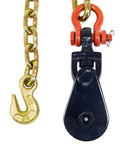 Two Ton Snatch Block With Chain For Car Carrier And Three Eighths Inch By One Hundred Foot Winch Cable With Steel Core Rope For Wrecker Tow