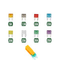 KOLACEN Automotive Mini Blade Fuse Assorted Kit Pack 81 Pieces With Fuse Puller For Car Truck 5Amp To 35Amp showing assorted fuses from 5A to 35A.