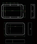 Technical drawing of the Rugged RFID Enclosure for DIY Access Control Projects, IP54 ABS Plastic Junction Box 115 X 75 X 21.5mm