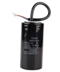 Power Up Start Capacitor For Water Pumps And Industrial Motors 450V 300uF Film Type Plastic Case Double Pin Durable Motor Start Component For Pumps And Equipment 50 By 100 Mm black 300uF 450VAC capacitor with lead wires