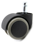 Silent Glide Office Chair Casters Twin Wheel Design 2 Inch Soft Rubber Rollers smooth black and gray roller with metal stem