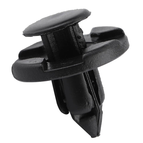 Easy Push In Bumper Trim Clips Kit Rust Proof Plastic Fasteners For Interior Bumper Trim Replacements Fits Versa Xterra Liner 20Pcs 50Pcs 100Pcs 200Pcs Two Hundred Packs black plastic push clip close-up