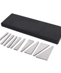 Angle gauge block set, 10-piece steel blocks for machinists, with 1–5° and 5–30° ranges in a black case