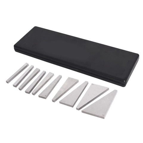 Angle gauge block set, 10-piece steel blocks for machinists, with 1–5° and 5–30° ranges in a black case