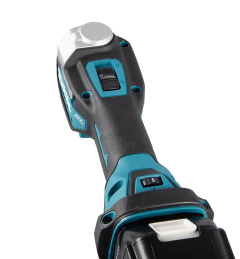 Cordless 18V Li-Ion Brushless Oscillating Multi-Tool For Dope Cuts And Gnarly Sanding, close-up of handle and speed dial