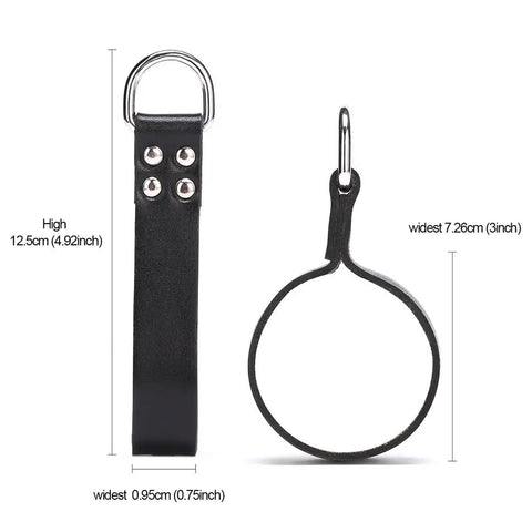 Full Grain Leather Tool Belt Suspender Loops Kit Heavy Duty Strap Connectors 4 Piece Set Clipless Non Magnetic Attachment Weather Resistant Black For Pro Use