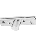 Stainless Steel Revolving Door Hinge 360 Degree Pivot for Cabinets and Kitchen Doors with brushed finish and countersunk screws.