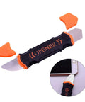 Dudes Totally Vouch For This Slick Four In One Cell Phone Repair Tool Kit Packed With Precision Screwdriver Suction Cup Plier And Dual Hinged Blade Opener For No Sweat Lcd Screen Fixes - black and orange plastic pry blade opener.