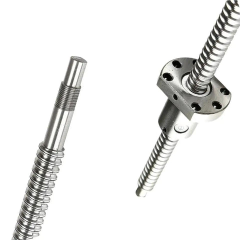 Premium 1 Meter SFU2005 Ball Screw Set With Precision Ground Rod And Smooth Rolling Nut For DIY CNC Machines, showing threaded rod and nut.