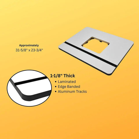 Premium 24 By 32 Router Table Top With Hella Smooth Low Friction Laminate Finish And Dead Nuts Stable One Inch Mdf Base for quick cuts.