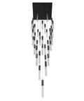 Knockout 41 Light Black Steel And Crystal Flush Mount Ceiling Light, multi tier pendant with crystal accents and steel frame.