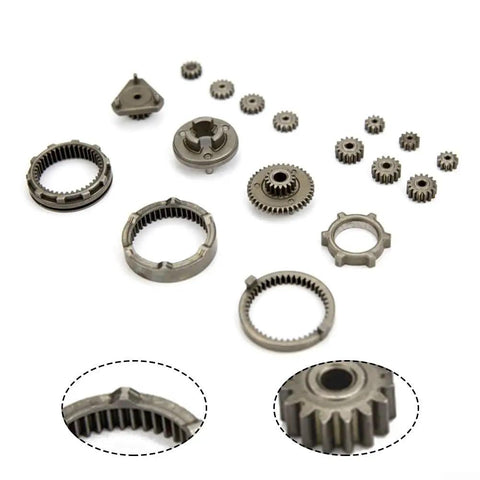 17 Piece Self Locking Reduction Gear Set For Brushless Drill Heavy Duty Metal Transmission Gears 6mm 8mm 4mm Sizes Silver
