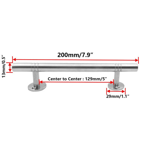 Sliding Barn Door Handle Stainless Steel Heavy Duty Solid Pull Handle With 7.9 Inch Total Length 129mm Center To Center Hole Distance