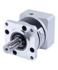 10:1 Planetary Gearbox For Nema 23 Stepper Motors With 8mm Shaft and 57mm Flange, Metal Housing, angled view