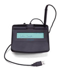 Hassle Free Proscript Signature Capture Pad Built Rugged With Backlit Lcd Screen And Scratch Proof Glass Panel Battery Free Tethered Pen on desk