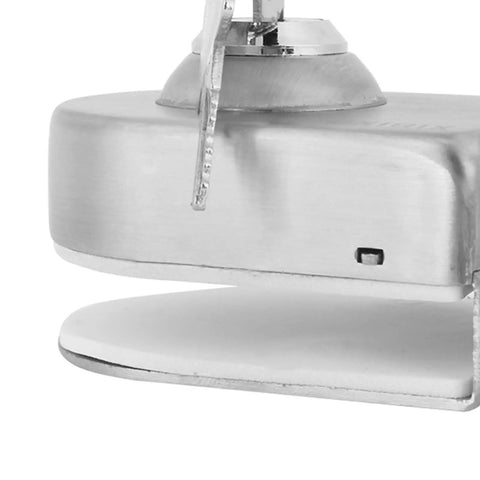 Rock Solid Glass Door Lock Featuring Corrosion Resistant Satin Nickel Twist Handle Heavy Duty Floor Latch For Sliding Panels 10 To 12 Mm Thick close-up of latch mechanism