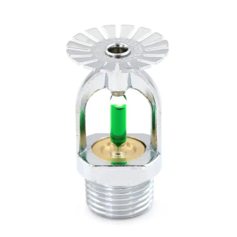 Heavy Duty Fire Sprinkler Heads Pendent 12 Pack Fast Response Copper Chrome plated body with green glass trigger.