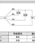 Wiring diagram for Dual Output NPN Photoelectric Switch Sensor PM K45 showing connections and color codes for NO/NC modes, 5-24V DC.