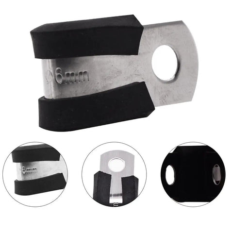 Dang Solid 1/4 Inch 304 Stainless Steel Cable Clamps 100 Pack Heavy Duty Built Ridiculously Tight With Thick Rubber Cushions For Auto Wiring And Hella Reliable Grip