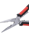 7 In 1 Pro Grade Workhorse Multifunction Needle Nose Pliers Wire Stripping Tool With Cutting Crimping Clamping And Nut Handling For Electrical Work Automotive Repairs And DIY Projects In Premium Chrome Vanadium Steel, close-up