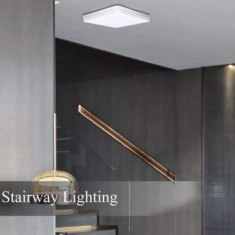 Modern interior showing No-Fuss 36W LED Flush Mount Ceiling Light With 3240 Lumens And 4000K Natural White in a stairway