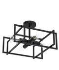 Black Farmhouse Semi Flush Mount Ceiling Light Fixture With Four Lights Rustic Industrial Metal Rectangle Ceiling Lamp