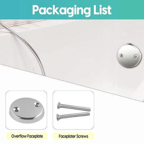 Heavy Duty Stainless Steel Tub Overflow Faceplate With Matched Screws Fitting Standard Bathroom Drains, includes drain cover and screws.