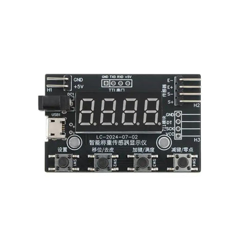 Front view of HX711 Digital Load Cell Module With Display 24 Bit Analog To Digital Weight Sensor Board for DIY scales.