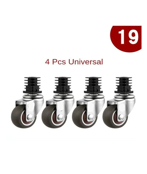 Four Pack One And A Half Inch Furniture Casters Set Stainless Steel Silent Brake Wheels For Universal Square Tube Stands 19 MM Stem