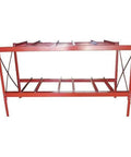 Heavy Hitting 55 Gallon Drum Storage Rack Built Like A Tank For Daily Workshop Grind Featuring Smooth Ride Casters And Clean Red Finish showing sturdy steel frame.