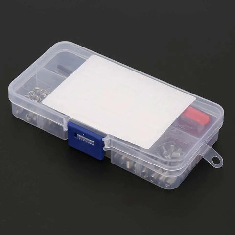 Clear box containing Pro Grade Stainless Steel Thread Inserts Repair Kit For Damaged Threads, Wire Insert Screws And Sleeve Set, M3 x 0.5, 105 pieces.