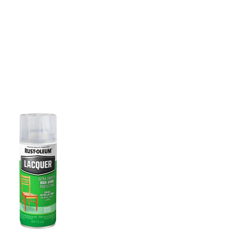Pro Grade Acrylic Lacquer Spray Paint Gloss Clear Slick Smooth Finish Heavy Duty Coating For Wood Metal And Masonry Fast Dry Quick Cure Formula Locks In Durable Protection Eleven Oz Aerosol Can Covers Seven Sq Ft Indoor Outdoor on white background.