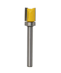 Heavy Duty Bearing Flush Trim Router Bit With 6 Millimeter Shank And Tungsten Carbide Blade for smooth cuts, featuring a yellow anti-resin coating.