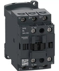 DPE18BL Easy TeSys 24VDC Coil Contactor with screw clamp terminals, 3-pole, shown in front view for HVAC, pumps, and compressors
