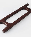 Two Sided Wooden Door Pull Handle For Front And Back Doors And Yard Gate, brown finish, durable wooden construction, 100cm, side view.