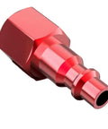 Straight Up Heavy Duty 7.5 Meter Retractable PU Air Hose Kit With Auto Rewind Mechanism Keeps Coils Tangle Free At Workshop Bench Plus Quarter Inch Quick Fit Connection Tips That Withstands Oil And Grease Without Kinking Around Your Tools And Gear. Red aluminum quick-fit air hose connector fitting