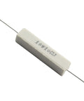 10 Pack 10 Ohm Cement Resistors 10W Horizontal Wirewound Components 5 Percent Tolerance in a close-up view.