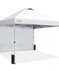 10x10 Pop Up Canopy Tent With One Side Wall Easy One Push Centerlok Setup Portable Beach Shelter For Events Parties Camping Gazebo With STO N Go Cover Bag White Party Ready Shade