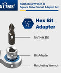 Diagram showing 1/4 inch hex bit adapter from Ratchet Wrench Adapter Set Turns Your Ratchet Into Square Drive And Hex Bit Tools
