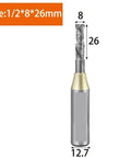 Heavy Duty Compound Spiral Router Bit For CNC Engraving Machine Woodworking Tool 0.5 Inch shank 8mm diameter 26mm length.